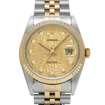 ロレックス デイトジャスト 16233G シャンパンコンピュータ/ダイヤモンド メンズ 時計 【中古】【wristwatch】