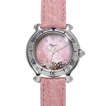 ショパール ハッピースポーツ ハッピーフィッシュ 27/8921-403 ピンク レディース 時計 【中古】【wristwatch】