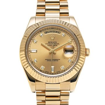 ロレックス デイデイト II 218238A シャンパン/ダイヤモンド メンズ 時計 【中古】【wristwatch】