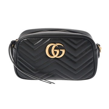 グッチ GGマーモント キルティング スモールショルダーバッグ ブラック 447632 レザー レディース バッグ 【中古】【bag】