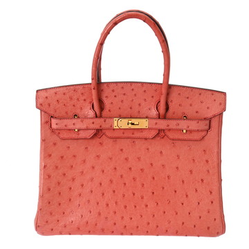エルメス バーキン 30 ヴァーミリオン オーストリッチ レディース バッグ 【中古】【bag】