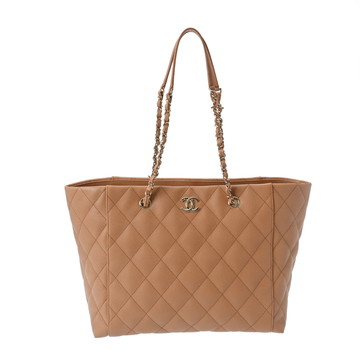 シャネル マトラッセ チェーントート ベージュ グレインドカーフスキン レディース バッグ 【中古】【bag】