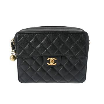 シャネル チェーンショルダー ブラック キャビアスキン レディース バッグ 【中古】【bag】