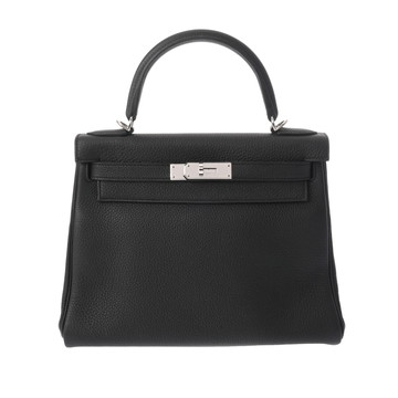 エルメス ケリー 28 外縫い 2WAY ブラック トゴ レディース バッグ 【中古】【bag】
