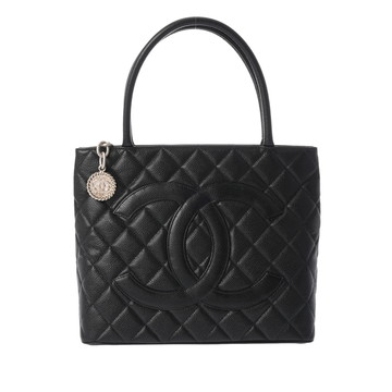 シャネル 復刻トート ブラック A01804 キャビアスキン レディース バッグ 【中古】【bag】