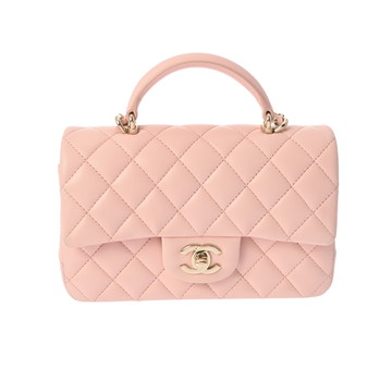 シャネル マトラッセ トップハンドル ミニ クラシック 2WAY ピンク AS2431 ラムスキン レディース バッグ 【中古】【bag】