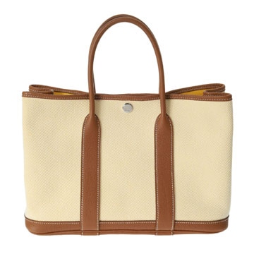 エルメス ガーデンパーティ TPM  イエロー/ホワイト/ゴールド トワルミリタリー/ネゴンダ レディース バッグ 【中古】【bag】