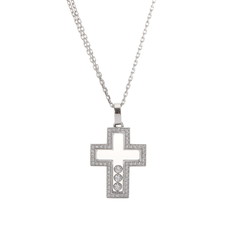 ショパール ハッピーダイヤ クロス ネックレス シルバー K18ホワイトゴールド WG レディース ジュエリー 【中古】【jewelry】