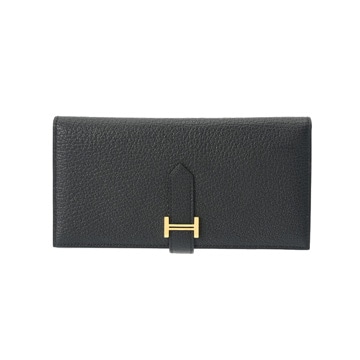 エルメス ベアンスフレ ブラック シェーブル ユニセックス 財布 【中古】【purse】