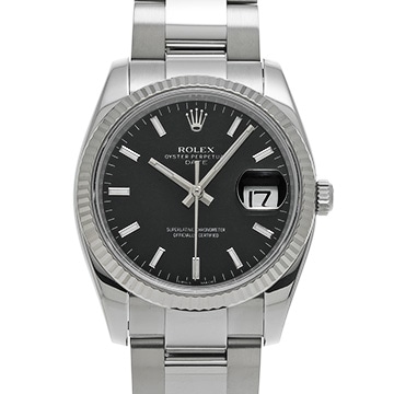 ロレックス オイスターパーペチュアル デイト 115234 ブラック メンズ 時計 【中古】【wristwatch】
