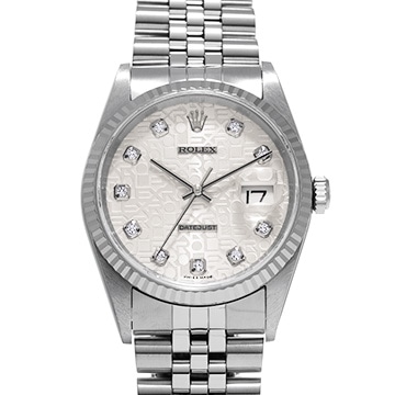 ロレックス デイトジャスト 16234G シルバーコンピュータ/ダイヤモンド メンズ 時計 【中古】【wristwatch】