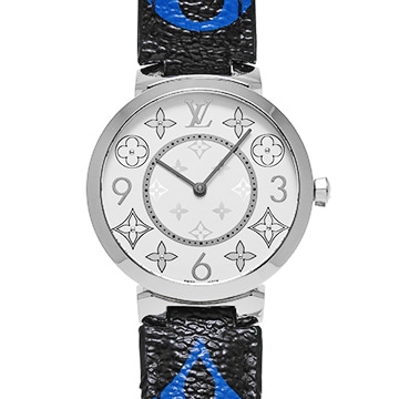 ルイ ヴィトン タンブール モノグラム スリム MM Q13MJH ホワイト レディース 時計 【中古】【wristwatch】