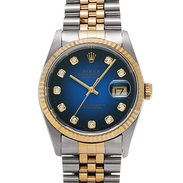 ロレックス デイトジャスト 16233G ブルー・グラデーション/ダイヤモンド メンズ 時計 【中古】【wristwatch】