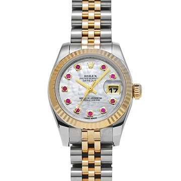 ロレックス デイトジャスト 179173NGR ホワイトシェル/ルビー レディース 時計 【中古】【wristwatch】