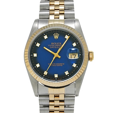 ロレックス デイトジャスト 16233G ブルー・グラデーション/ダイヤモンド メンズ 時計 【中古】【wristwatch】
