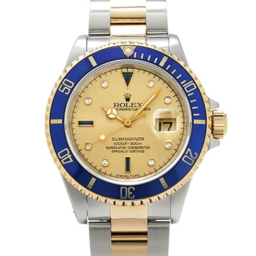ロレックス サブマリーナ デイト 16613SG シャンパン/サファイア/ダイヤモンド メンズ 時計 【中古】【wristwatch】