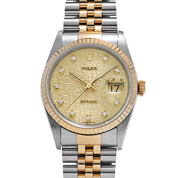 ロレックス デイトジャスト 16233G シャンパンコンピュータ/ダイヤモンド メンズ 時計 【中古】【wristwatch】