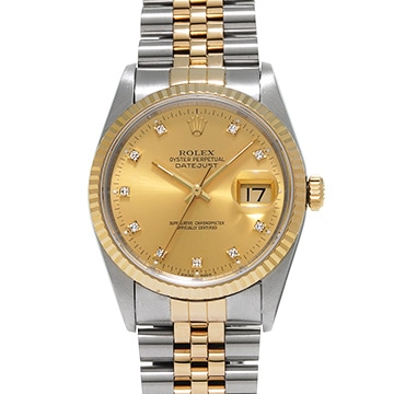 ロレックス デイトジャスト 16233G シャンパン/ダイヤモンド メンズ 時計 【中古】【wristwatch】
