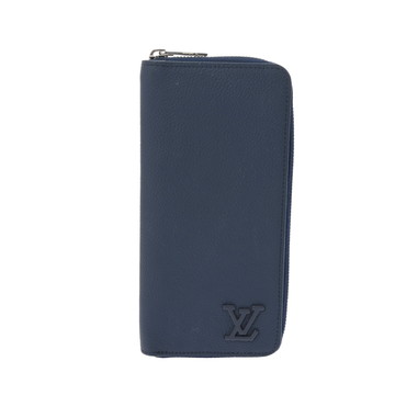 ルイ ヴィトン カウハイドレザー LV アエログラム ジッピーウォレット ヴェルティカル マリーヌ M81767 メンズ 財布 【中古】【purse】