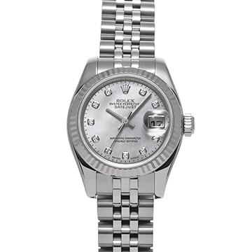 ロレックス デイトジャスト 179174NG ホワイトシェル/ダイヤモンド レディース 時計 【中古】【wristwatch】