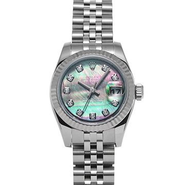 ロレックス デイトジャスト  179174NG ブラックシェル/ダイヤモンド レディース 時計 【中古】【wristwatch】