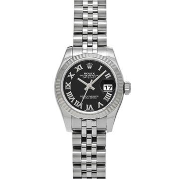 ロレックス レディ デイトジャスト 26 179174 ブラック レディース 時計 【中古】【wristwatch】