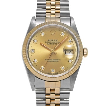 ロレックス デイトジャスト 16233G シャンパン/ダイヤモンド メンズ 時計 【中古】【wristwatch】