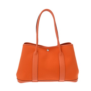 エルメス ガーデンパーティ PM ロング トート オレンジ トワルオフィシエ/ブッフル レディース バッグ 【中古】【bag】