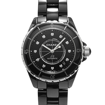 シャネル J12 38MM H1626 ブラックラッカー/ダイヤモンド メンズ 時計 【中古】【wristwatch】
