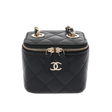 シャネル バニティ チェーンショルダー 黒 AP2581 ラムスキン/フェイクパール レディース バッグ 【中古】【bag】