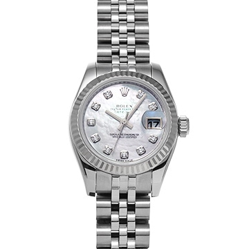 ロレックス デイトジャスト 179174NG ホワイトシェル/ダイヤモンド レディース 時計 【中古】【wristwatch】