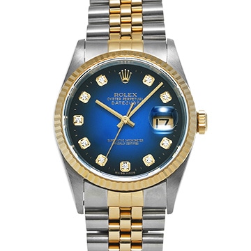 ロレックス デイトジャスト 16233G ブルー・グラデーション/ダイヤモンド メンズ 時計 【中古】【wristwatch】