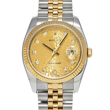 ロレックス デイトジャスト 116233G シャンパンコンピュータ/ダイヤモンド メンズ 時計 【中古】【wristwatch】