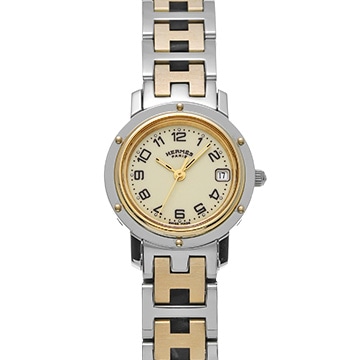 エルメス クリッパー CL4.220 アイボリー レディース 時計 【中古】【wristwatch】