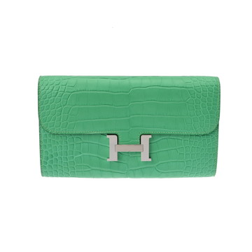 エルメス コンスタンスロング トゥーゴー ヴェールコミック アリゲーターマット ユニセックス 財布 【未使用】【purse】