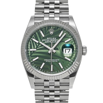 ロレックス デイトジャスト 36 126234 オリーブグリーン パームモチーフ メンズ 時計 【中古】【wristwatch】
