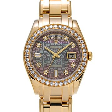ロレックス デイデイト パールマスター 18948NCA ブラックシェルホリコン/ダイヤモンド メンズ 時計 【中古】【wristwatch】