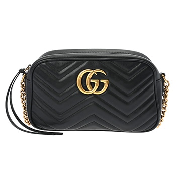 グッチ GGマーモント キルティング スモールショルダーバッグ ブラック 447632 レザー レディース バッグ 【中古】【bag】