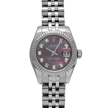 ロレックス デイトジャスト  179174NG ブラックシェル/ダイヤモンド レディース 時計 【中古】【wristwatch】