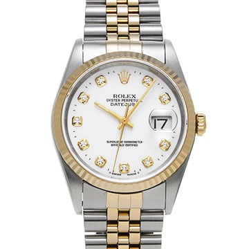 ロレックス デイトジャスト 16233G ホワイト/ダイヤモンド メンズ 時計 【中古】【wristwatch】