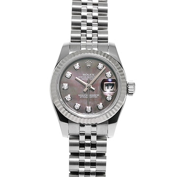 ロレックス デイトジャスト  179174NG ブラックシェル/ダイヤモンド レディース 時計 【中古】【wristwatch】