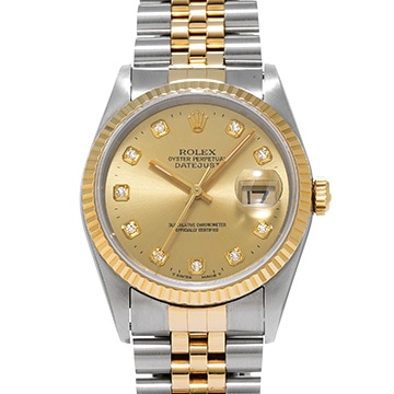 ロレックス デイトジャスト 16233G シャンパン/ダイヤモンド メンズ 時計 【中古】【wristwatch】