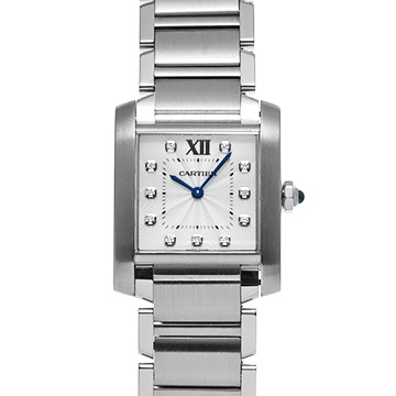 カルティエ タンク フランセーズ MM WE110007 シルバー/ダイヤモンド レディース 時計 【中古】【wristwatch】