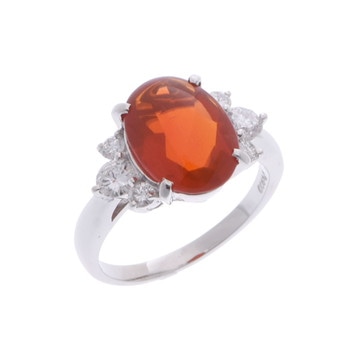ノーブランド ファイアオパールリング シルバー Pt900プラチナ レディース ジュエリー 【中古】【jewelry】