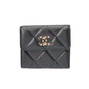 シャネル マトラッセ スモールフラップウォレット  メタリックグレー AP3328 ラムスキン レディース 財布 【中古】【purse】