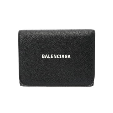 バレンシアガ キャッシュ ミニウォレット ブラック レザー ユニセックス 財布 【中古】【purse】