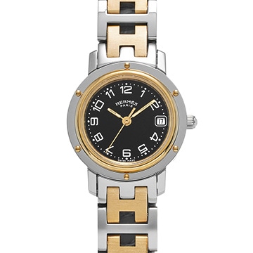 エルメス クリッパー CL4.220 ブラック レディース 時計 【中古】【wristwatch】