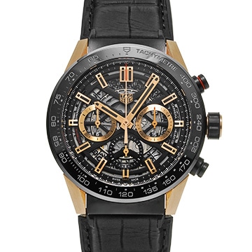 タグ ホイヤー カレラ キャリバーホイヤー02 クロノグラフ CBG2A50.FC6450 スケルトン メンズ 時計 【中古】【wristwatch】