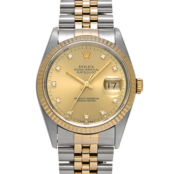 ロレックス デイトジャスト 16233G シャンパン/ダイヤモンド メンズ 時計 【中古】【wristwatch】