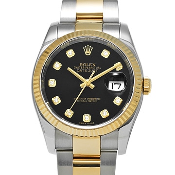 ロレックス デイトジャスト 116233G ブラック/ダイヤモンド メンズ 時計 【中古】【wristwatch】